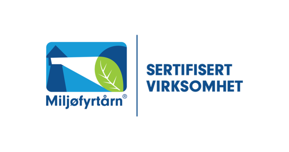 Vi er en Miljøfyrtårn sertifisert Bedrift!
